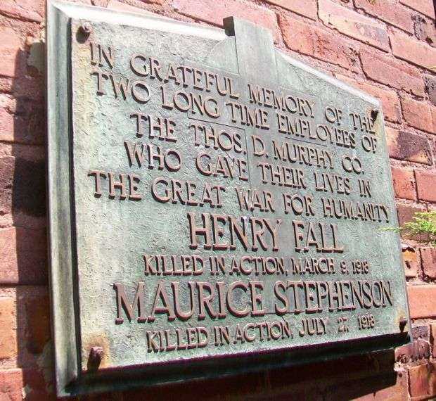 THOMAS D. MURPHY COMPANY GREAT WAR MEMORIAL PLAQUE