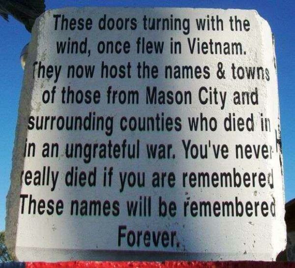 MASON CITY VIETNAM WAR MEMORIAL STONE A