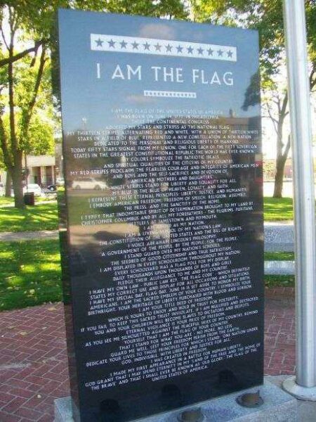 MASON CITY AREA VETERANS MONUMENT I AM THE FLAG STONE