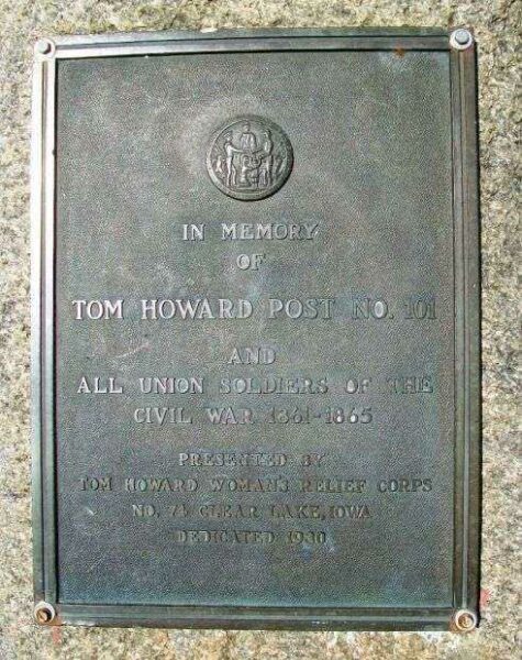 TOM HOWARD POST NO. 101 CIVIL WAR MEMORIAL PLAQUE