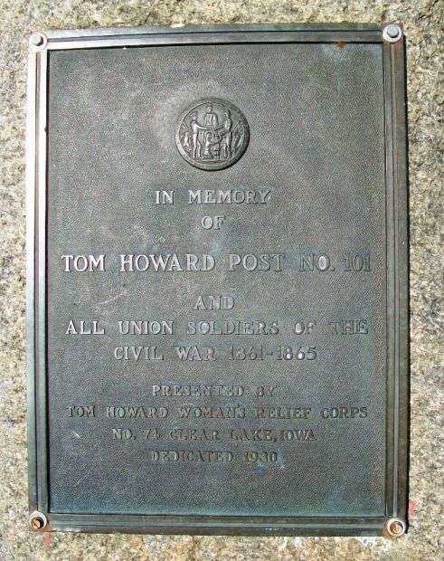 TOM HOWARD POST NO. 101 CIVIL WAR MEMORIAL PLAQUE