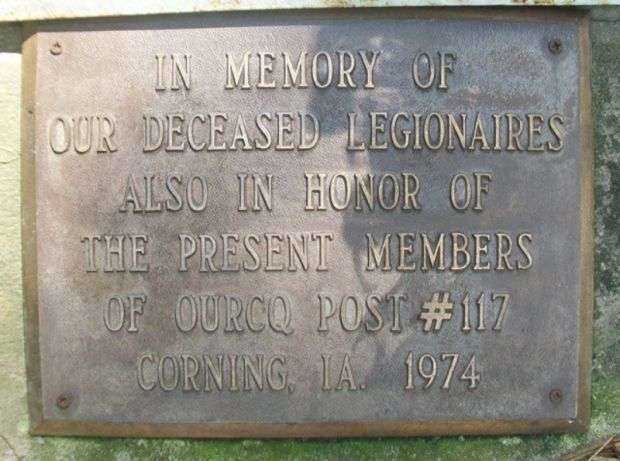 DECEASED LEGIONAIRES OF POST #117 MEMORIAL PLAQUE