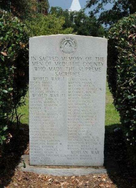 MCDUFFIE COUNTY WAR MEMORIAL