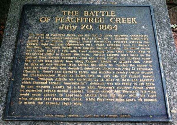 THE BATTLE OF PEACHTREE CREEK MEMORIAL TABLET #1