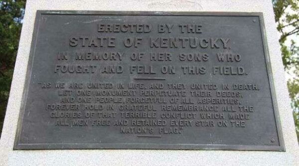 STATE OF KENTUCKY BATTLE OF CHICKAMUGA WAR MEMORIAL PLAQUE A