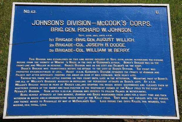 JOHNSON’S DIVISION-MCCOOK’S CORPS WAR MEMORIAL PLAQUE