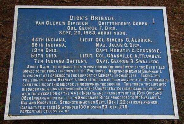 DICK’S BRIGADE WAR MEMORIAL PLAQUE