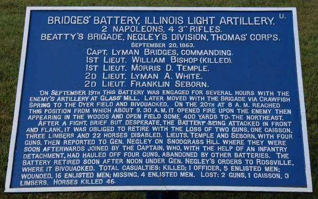 BRIDGES’ BATTERY, ILLINOIS LIGHT ARTILLERY MEMORIAL PLAQUE