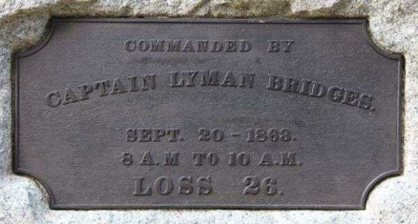 BRIDGES’ BATTERY LIGHT ARTILLERY MEMORIAL PLAQUE BACK