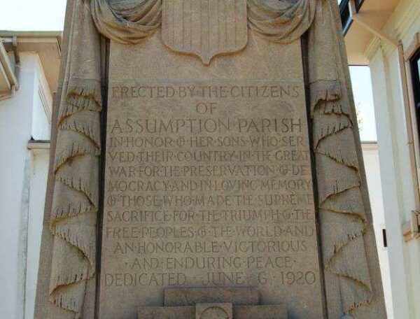 ASSUMPTION PARISH GREAT WAR MEMORIAL DEDICATION STONE