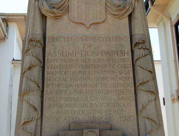 ASSUMPTION PARISH GREAT WAR MEMORIAL DEDICATION STONE