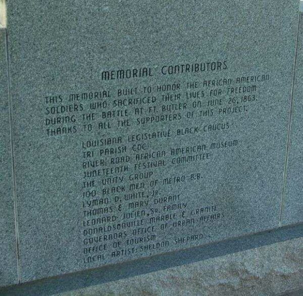 FORT BUTLER AFRICAN AMERICAN SOLDIER MEMORIAL DEDICATION STONE