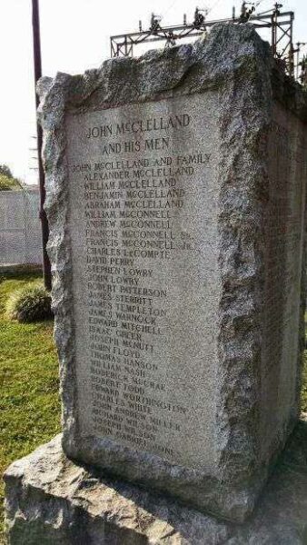 IN MEMORY OF MCCLELLAND AND HIS MEN REVOLUTIONARY WAR MEMORIAL SIDE B