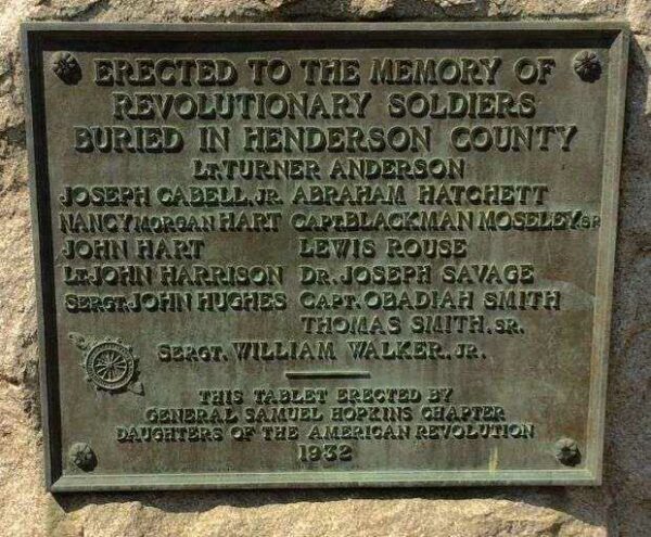 REVOLUTIONARY SOLDIERS BURIED IN HENDERSON COUNTY MEMORIAL II PLAQUE