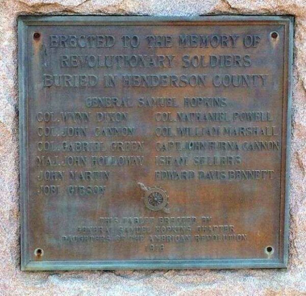 REVOLUTIONARY SOLDIERS BURIED IN HENDERSON COUNTY MEMORIAL I PLAQUE