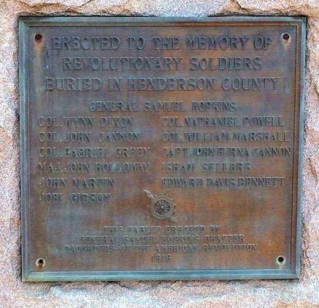 REVOLUTIONARY SOLDIERS BURIED IN HENDERSON COUNTY MEMORIAL I PLAQUE