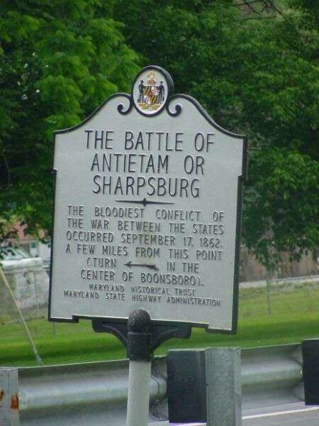 THE BATTLE OF ANTIETAM OR SHARPSBURG WAR MEMORIAL MARKER