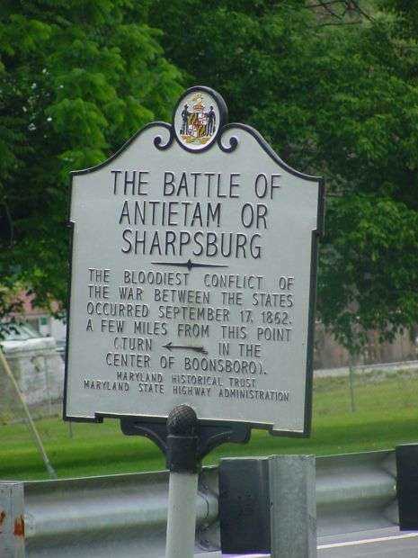 THE BATTLE OF ANTIETAM OR SHARPSBURG WAR MEMORIAL MARKER