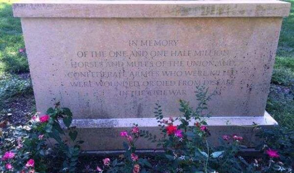 IN MEMORY OF CIVIL WAR HORSES AND MULES MEMORIAL DEDICATION STONE
