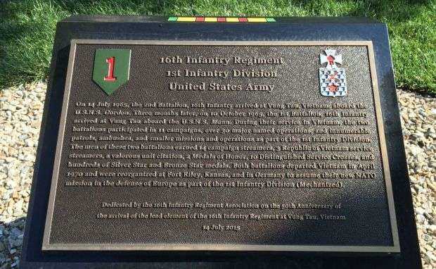 16TH INFANTRY REGIMENT VIETNAM WAR MEMORIAL PLAQUE