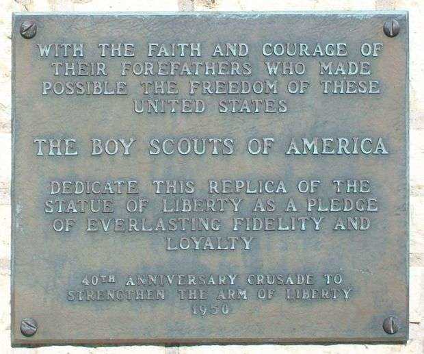 KANSAS CITY REPLICA OF THE STATUE OF LIBERTY MEMORIAL PLAQUE