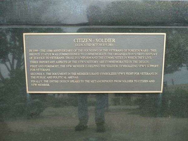 VFW CITIZEN SOLDIER WAR MEMORIAL PLAQUE