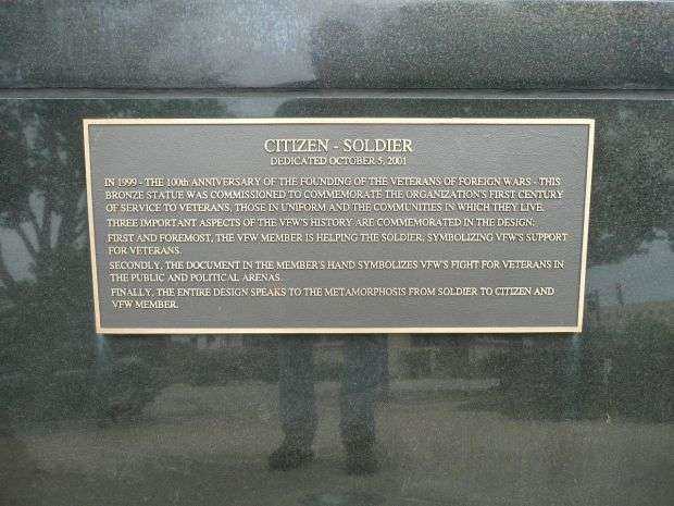 VFW CITIZEN SOLDIER WAR MEMORIAL PLAQUE