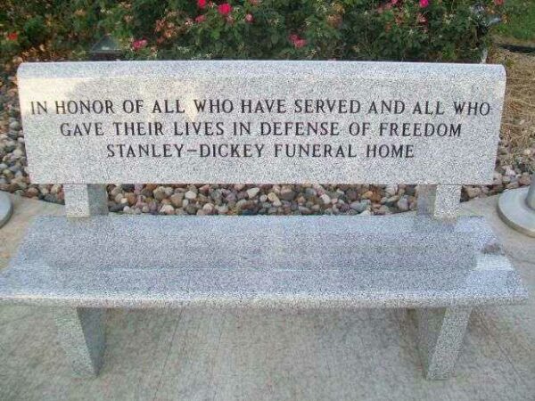 PLEASANT HILL CEMETERY WAR VETERANS MEMORIAL BENCH B