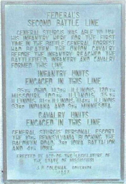 FEDERAL’S SECOND BATTLE LINE MEMORIAL PLAQUE