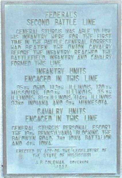 FEDERAL’S SECOND BATTLE LINE MEMORIAL PLAQUE