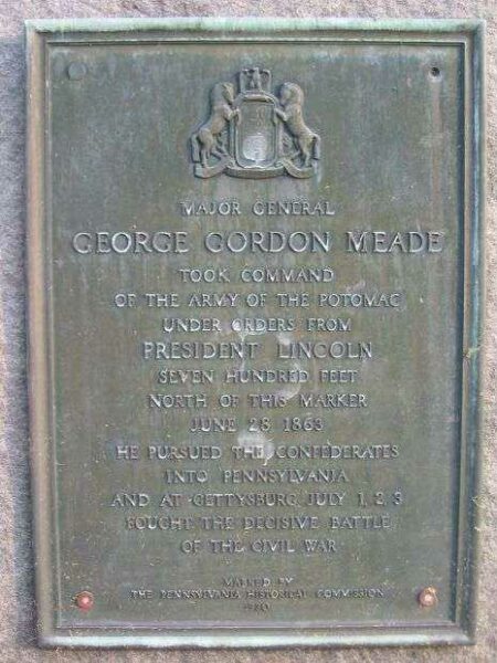 GENERAL MEADE’S CHANGE OF COMMAND MEMORIAL PLAQUE