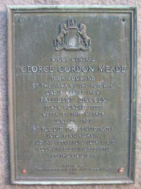 GENERAL MEADE’S CHANGE OF COMMAND MEMORIAL PLAQUE
