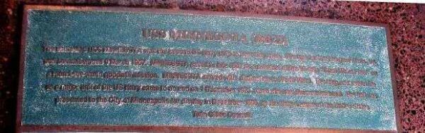 USS MINNESOTA (BB22) WAR MEMORIAL PLAQUE