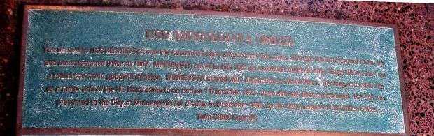 USS MINNESOTA (BB22) WAR MEMORIAL PLAQUE