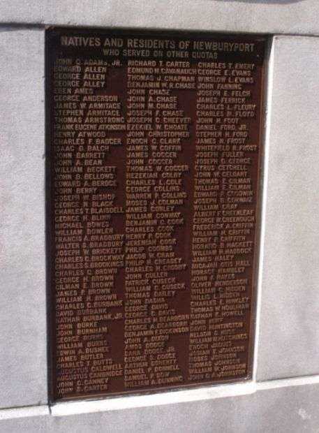 SOLDIERS AND SAILORS OF NEWBURYPORT 1861-1865 MEMORIAL PLAQUE K