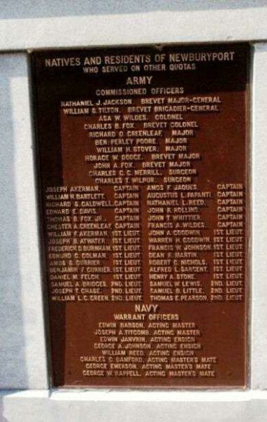 SOLDIERS AND SAILORS OF NEWBURYPORT 1861-1865 MEMORIAL PLAQUE J