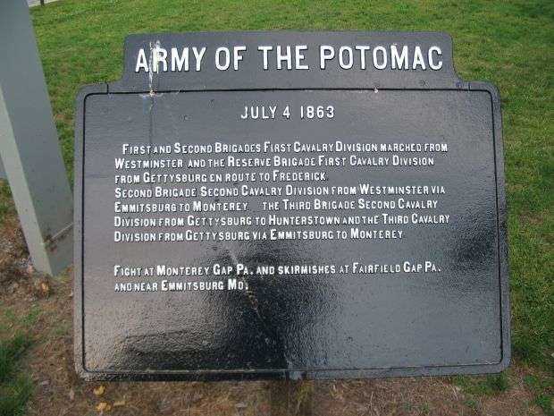 ARMY OF THE POTOMAC JULY 4, 1863 WAR MEMORIAL MARKER