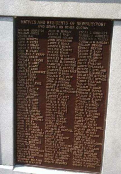 SOLDIERS AND SAILORS OF NEWBURYPORT 1861-1865 MEMORIAL PLAQUE I
