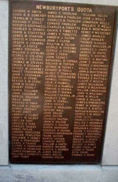 SOLDIERS AND SAILORS OF NEWBURYPORT 1861-1865 MEMORIAL PLAQUE H