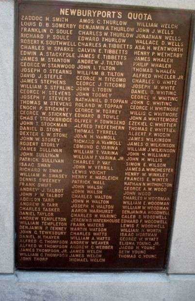 SOLDIERS AND SAILORS OF NEWBURYPORT 1861-1865 MEMORIAL PLAQUE H