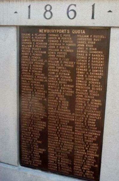 SOLDIERS AND SAILORS OF NEWBURYPORT 1861-1865 MEMORIAL PLAQUE G