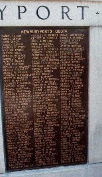 SOLDIERS AND SAILORS OF NEWBURYPORT 1861-1865 MEMORIAL PLAQUE F