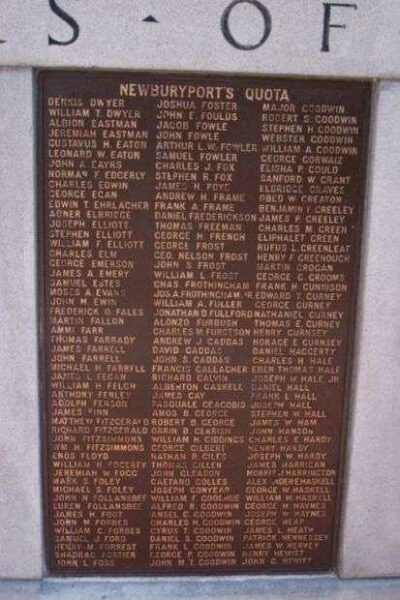 SOLDIERS AND SAILORS OF NEWBURYPORT 1861-1865 MEMORIAL PLAQUE D