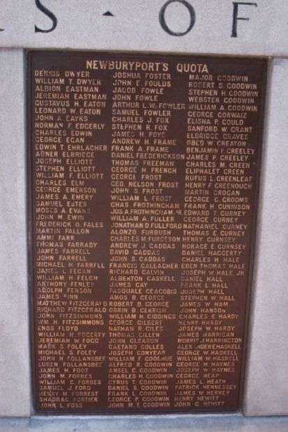 SOLDIERS AND SAILORS OF NEWBURYPORT 1861-1865 MEMORIAL PLAQUE D