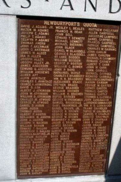 SOLDIERS AND SAILORS OF NEWBURYPORT 1861-1865 MEMORIAL PLAQUE B