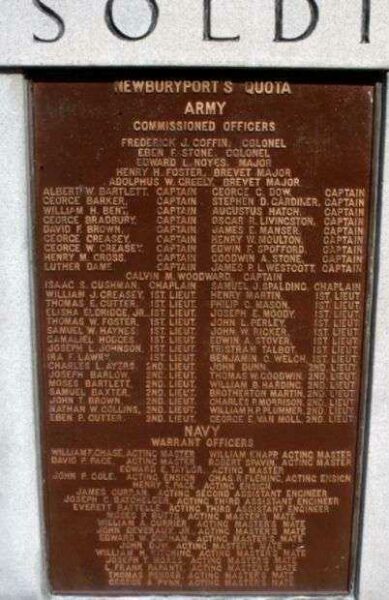 SOLDIERS AND SAILORS OF NEWBURYPORT 1861-1865 MEMORIAL PLAQUE A