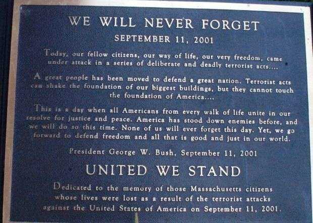 BATTLESHIP COVE 9-11 MEMORIAL PLAQUE B