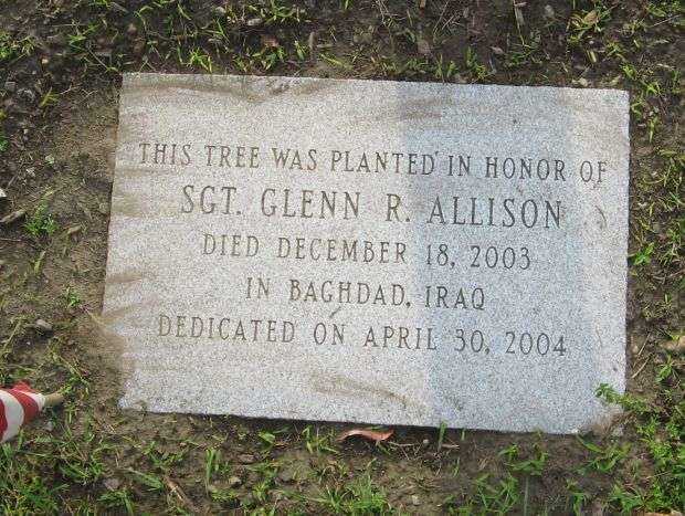 SGT. GLENN R. ALLISON WAR MEMORIAL TREE STONE