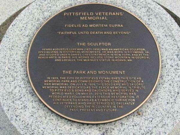 PITTSFIELD VETERANS MEMORIAL DEDICATION PLAQUE