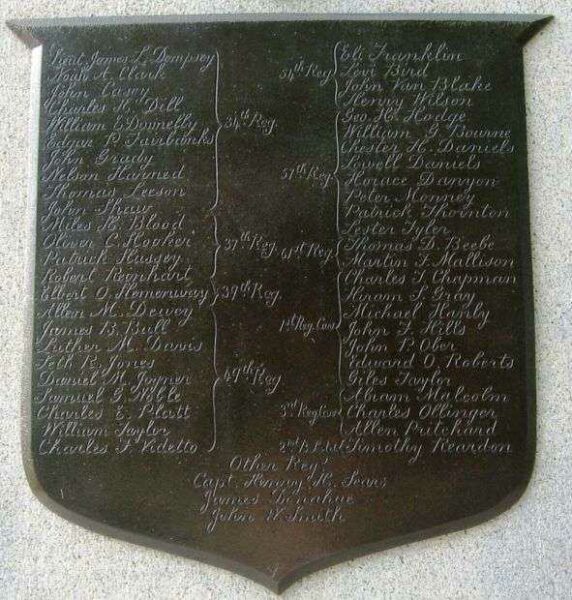 PITTSFIELD SOLDIERS MONUMENT PLAQUE B